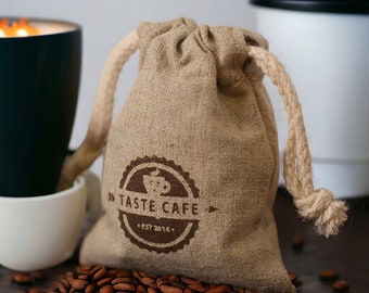 Personalisierter Beutel mit Kordelzug: Benutzerdefinierter Druck, Baumwoll-Leinen-Beutel, wiederverwendbarer Kaffee-Verpackungsbeutel – XYHK11