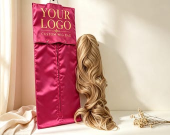 Custom Satin Prom Hair  Bag, Luxury Zipper Wig Storage Carrier, Salon Packaging