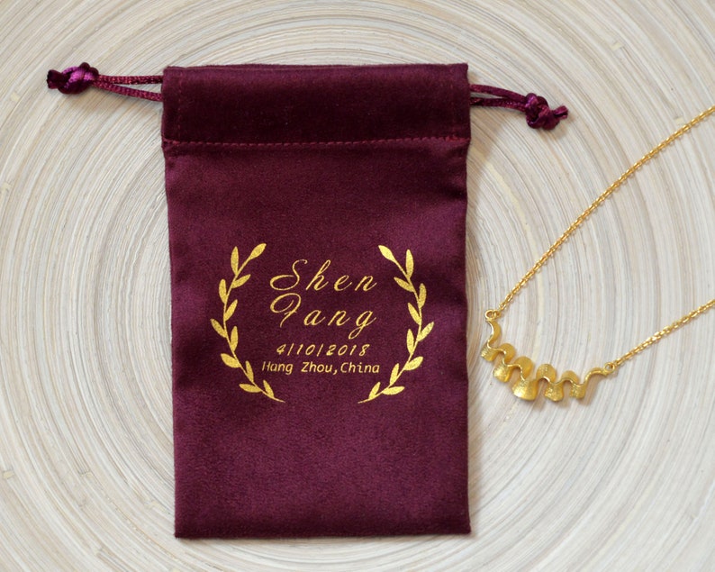Personalized Wine Red suede drawstring pouch printing golden logo image Monogram logo wedding party favor bags Hangover Kits pouch