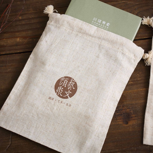 Custom Logo Printed Cotton Linen Drawstring Bag: Reusable Gift Pouch