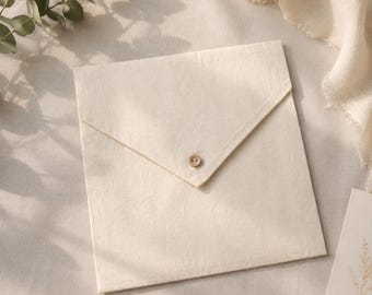 Custom Cotton Envelope Pouch, Double Layer Jewelry Bag, Button Closure (Logo Available)
