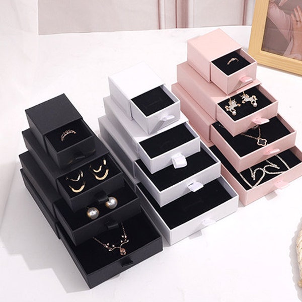 Multicolor Paper box custom jewelry box personalized logo packaging box necklace earrings package bulk drawer cardboard box