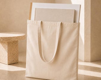 Large Custom Canvas Tote Bag， Reusable Shopping Bag, Oversized Book & Art Carrier | Album, Sketchpad Storage, Shoulder Bag