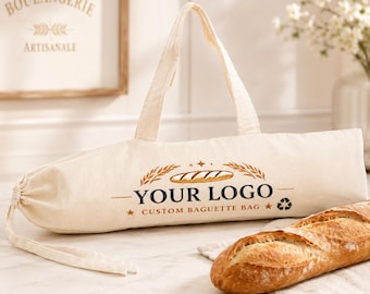 Custom Natural Cotton Baguette Bag – Logo Printed, Shoulder/Hand Carry