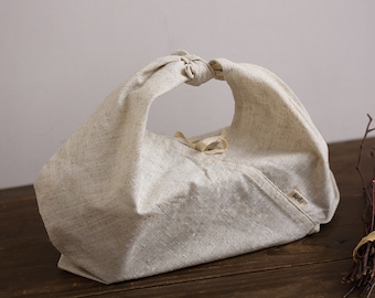 Custom Japanese Bento Bag - Cotton Linen Reusable Lunch & Bread Azuma Bukuro | Eco-friendly, Bulk Orders, Logo | Sandwiches Snacks Baking