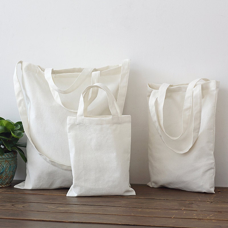 Custom Black/ White/ Creamy White Tote Market Bags Canvas Shopping