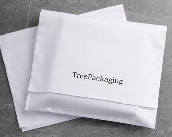 Wholesale custom white cotton clamshell envelope bags with your logo Clothing packaging dust bags Cotton handbags purses