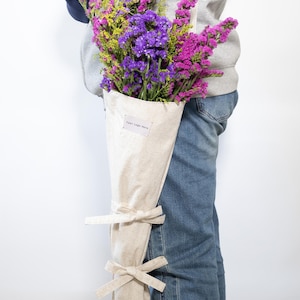 Custom Cotton-Linen Bouquet Bags-Eco-friendly,Stylish Package for Fresh Flowers,Wholesale Brand Printed for Flower Farms, Boutiques & Events