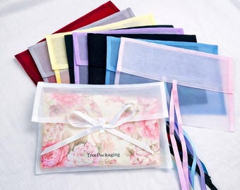 Stylish Organdy Envelope Bags with ribbon | Customizable Packaging Solutions by TreePackaging