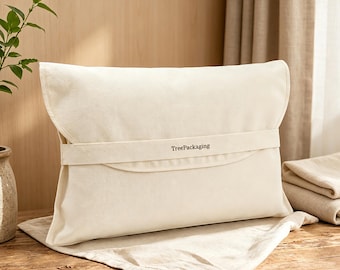 Cotton Pillow Storage Bag, Breathable Dust Cover, Travel Bedding Organizer