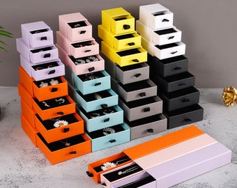 Personalisierter Karton Schmuck Schieber Box mit personalisiertem LOGO, Schmuckpapier Box, Vitrinen, Ring Ohrringe Armband Halskette Verpackung Box