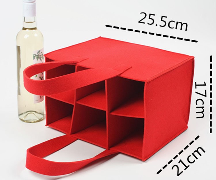 Borsa Portabottiglie Vino In Feltro 9 Scomparti | Pieghevole, Con Manico | Per Picnic, Feste, Regalo