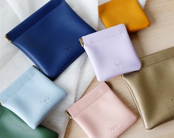 Customizable Spring Buckle Coin Purse: Personalize with Logo - Mini Jewelry Bag, Card Holder, Key Bag, leather Coin Pouch