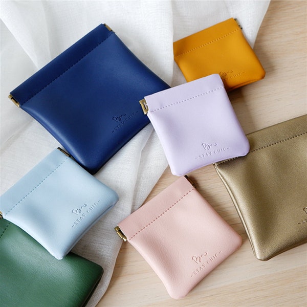 Customizable Spring Buckle Coin Purse: Personalize with Logo - Mini Jewelry Bag, Card Holder, Key Bag, leather Coin Pouch