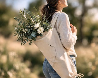Heavy Duty Canvas Flower Bag, Florist Bouquet Carrier, Shoulder Backpack Style