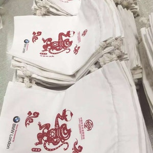 Custom Cotton Drawstring Bags | Logo, Tagline & Pattern Printing | Merchandise Pouch Wedding Favors | Personalized Product Bags Any Size