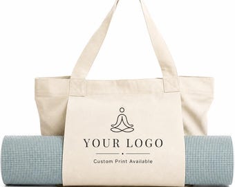 Custom Canvas Yoga Mat Tote Bag, Personalized Gym Carrier, Pilates Studio Bag
