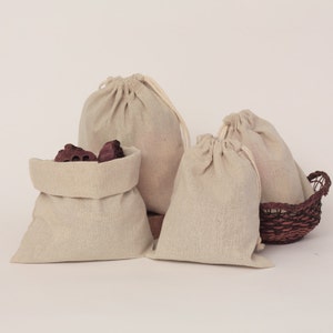 100% Organic Cotton Drawstring Bag, Personalized Jewelry Packaging Pouch, Eco Friendly Gift And Favor Bag, Bulk Natural Cotton Fabric Bags
