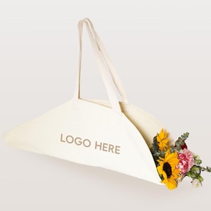 Bulk Custom Canvas Bouquet Bag,With your logo(Free A4 Print), Reusable Bouquet Carrier for Floral Farm, Flower Pick Garden,Flower Retail
