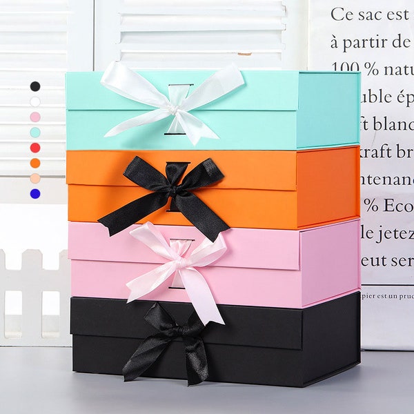 Custom Logo Premium Magnetic Flip Box Beautiful Bow Gift Box Folding Packing Box Cardboard Box Bowknot Box