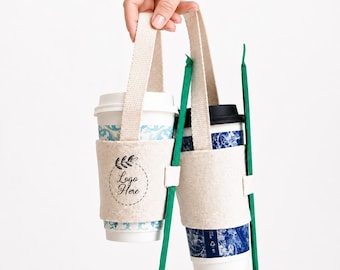 Customizable Canvas Boba, Cup carrier,Bubble Tea Carrier | Reusable Drink Holder with Handle