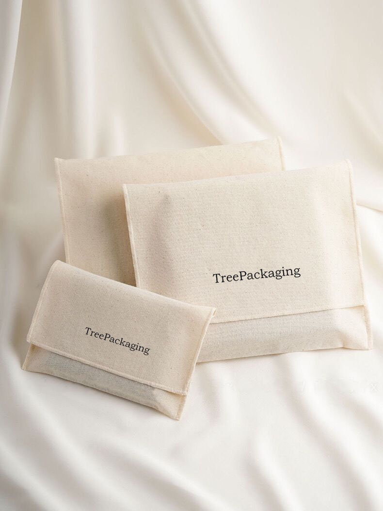 Wholesale custom cotton clamshell envelope bags with your logo Clothing packaging dust bags Cotton handbags purses