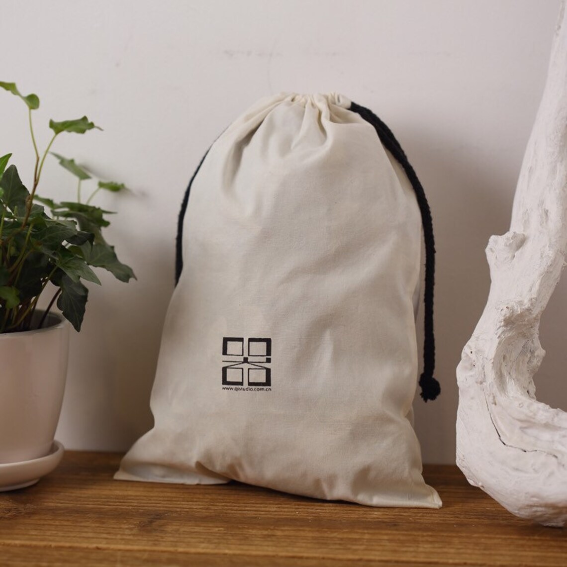 Personalize Muslin Bag With Logo Texts Drawstring Pouch Favor Etsy