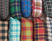 Small plaid print Catnip mini kicker cat nip toy with ribbon tail kitty rectangle style 5x2 tan green blue brown cigars