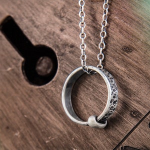 Outlander Necklace, Claire&#39;s Ring, Key Ring, Scottish Ring, Handmade, Sterling Silver, Hammered Silver, Patina