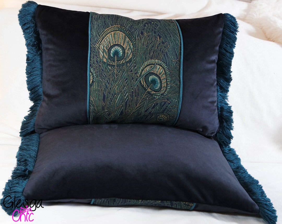 Boudoir Cushion Cover Liberty Art Hera Mermaid Navy Linen Etsy