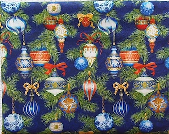 Decorative Ornaments Vintage Holiday Tree Designer Novelty Exclusive Christmas Fabric 100% Cotton Fat Quarter Out of Print