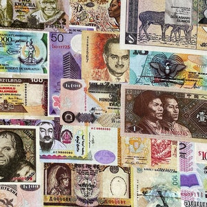 International Bargeld Geld Banknoten Briefmarken Designer Stoff 100% Baumwolle Fat Quarter vergriffen Selten