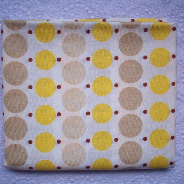 Denyse Schmidt Yellow & Tan Dots Original Katie Jump Rope Fabric 100% Cotton Fat Quarter 2007 Out of Print Rare