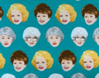 Golden Girls Cameos on Teal  Retro 1980’s Movie and TV Show Collection Spoonflower Fabrics 100% Cotton Poplin Fat Quarter Rare