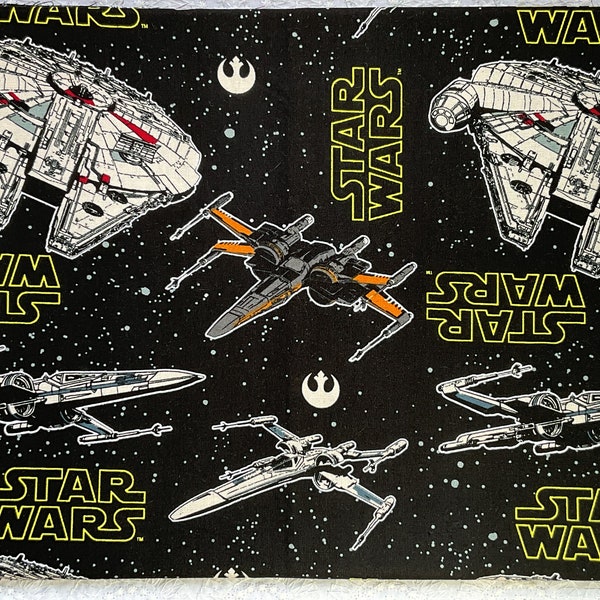 Star Wars Millennium Falcon & X-Wing Fighters Pop Culture Icons Designer Camelot Fabric 100% Cotton Fat Quarter Rare Out of Print