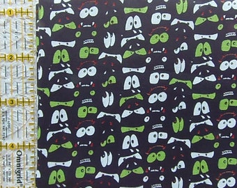 Mini Spooky Faces & Fangs Halloween Novelty Fabric 100% Cotton Fat Quarter Rare Out of Print