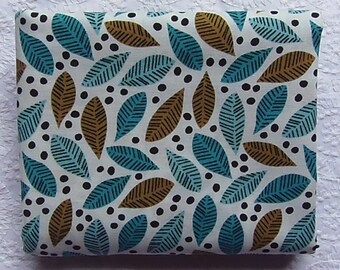 Turquoise Blue & Green Leaves Cloud 9 Market Day Designer Fabric 100% Organic Cotton Fat Quarter Out of Print Rare