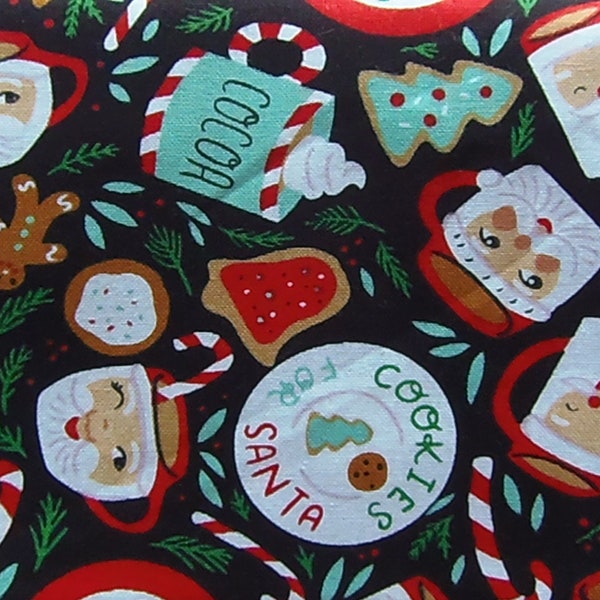 Retro Santa Mugs & Cookies Vintage Holiday Inspirations Christmas Fabric 100% Cotton Fat Quarter Out of Print