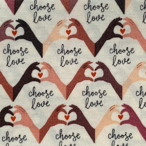 Choose Love Hearts & Hands Designer Novelty Exclusive Fabric 100% Cotton Fat Quarter Out of Print
