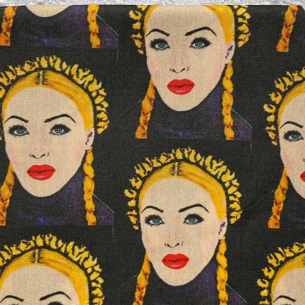 Madonna Icon Cameo Squares 1980s and 90s Music Spoonflower Exclusive Classic Rock Fabric 100% Cotton Fat Eighth Out of Print