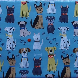 Dapper Dogs Good Boys in Ties & Bandanas Novelty Fabric 100% Cotton Fat Quarter Out of Print