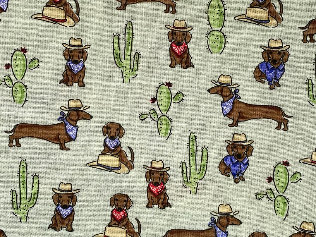 Western Wiener Dogs in Cowboy Hats & Bandanas Dachshund Doxies Novelty