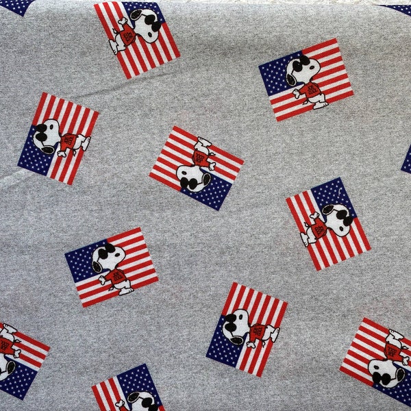 Peanuts Snoopy Joe Cool & Flag USA 4th of July Holiday Classic Comic Strip Designer Fabric 100% Cotton Fat Quarter Out of Print Rare