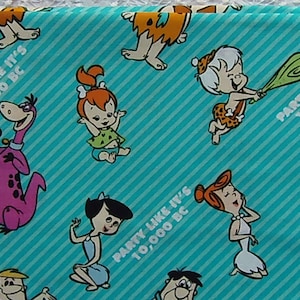 Flintstones Party Like It&#39;s 10,000 BC Hanna Barbera Camelot Fabrics 100% Cotton Fat Quarter Out of Print