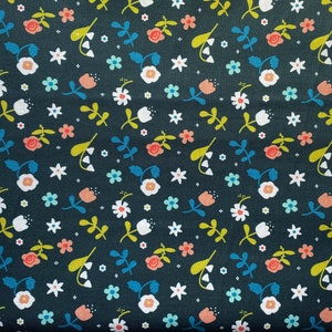 Navy Blue Mini Flowers Solvejg Makaretz Scandinavian Designer Fabric 100% Premium Cotton Fat Quarter Out of Print Rare