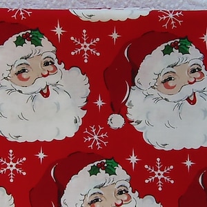 Retro Jumbo Święty Mikołaj Vintage Zimowy blask Świąteczne inspiracje Tkanina świąteczna 100% bawełny Fat Quarter Wyprzedane
