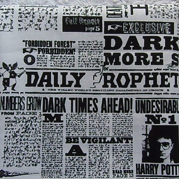 Harry Potter Daily Prophet Newspaper Designer Camelot Fabrics  100% Cotton Fat Quarter Out of Print