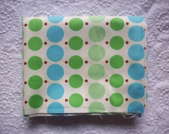 Tela Denyse Schmidt con lunares azules y verdes, modelo original Katie Jump Rope, 100% algodón, Fat Quarter, 2007, descatalogada, pieza rara.