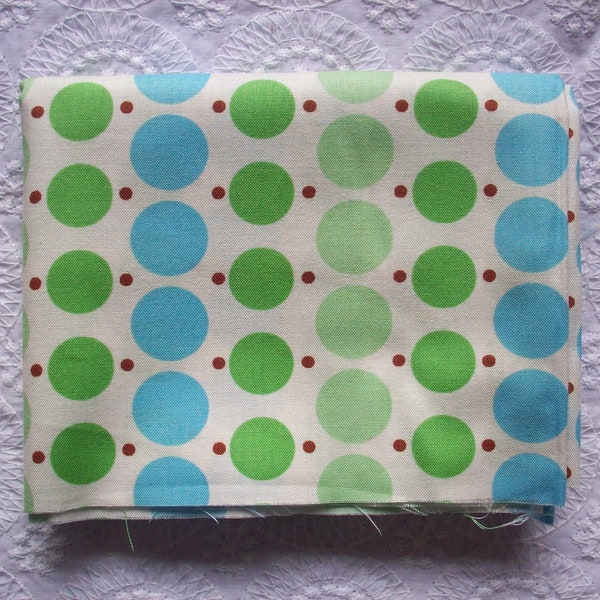 Denyse Schmidt Blue & Green Dots Original Katie Jump Rope Fabric 100% Cotton Fat Quarter 2007 Out of Print Rare