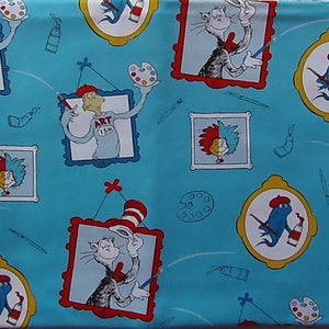 Dr. Seuss Art Gallery Cat in the Hat & More Robert Kaufman Celebrate Seuss Designer Teacher Fabric  100% Cotton Fat Quarter Out of Print